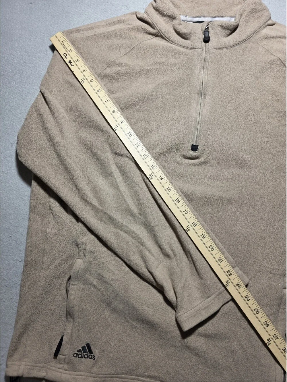 Vintage Adidas Fleece Pullover Mens XL Tan Beige 1/4 Zip Jacket Y2K 2008